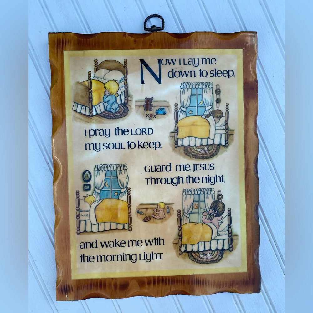 Vintage Prayer wooden Wall Plaque with Vintage images